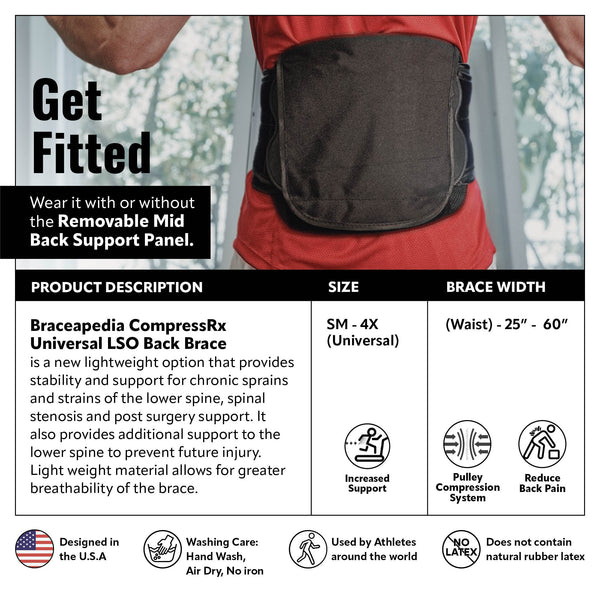 CompressRx Universal LSO Back Brace - Mid Back