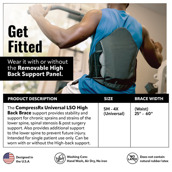 CompressRx Universal LSO Back Brace - High Back